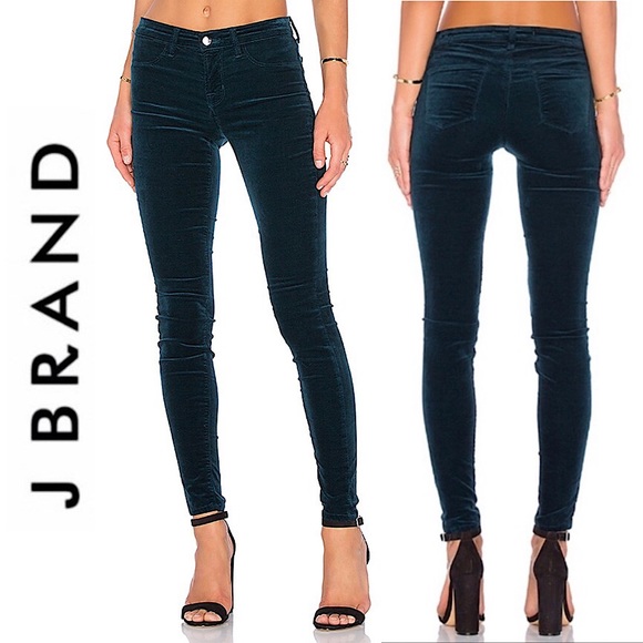 J Brand Denim - NEW J BRAND Emerald Velvet Velour Super Skinny Stretch Jeans Size 26